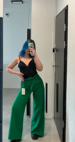 Spodnie nowe zielone szerokie Kalhoty flares bell-bottoms