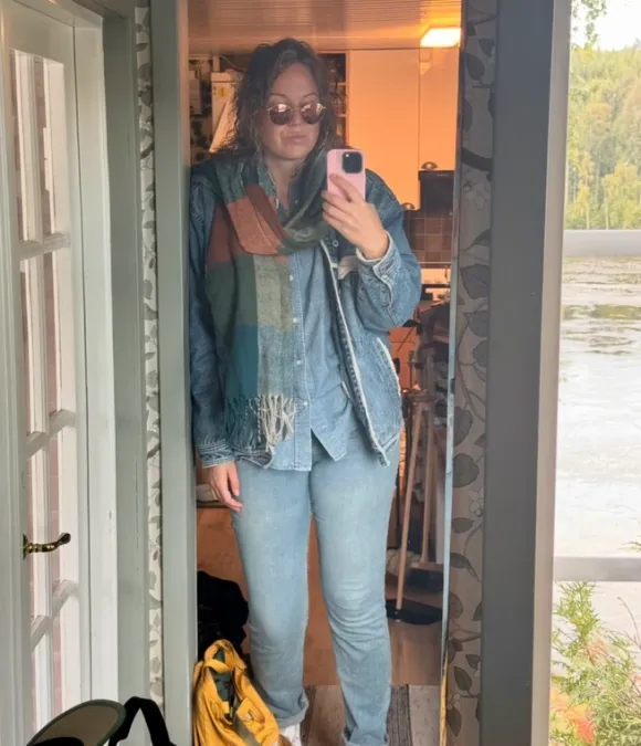 Stretchiga jeans med långa ben