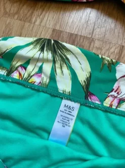 Strój kąpielowy M&S M/L dwuczęściowy zielony w kwiaty piękny