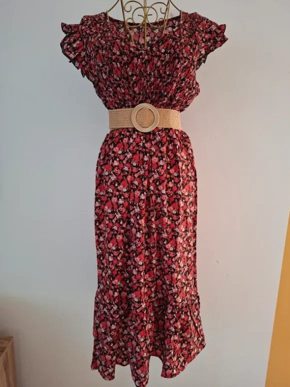 Stylowa romantyczna włoska sukienka na lato Made in Italy cottage core r.38/M