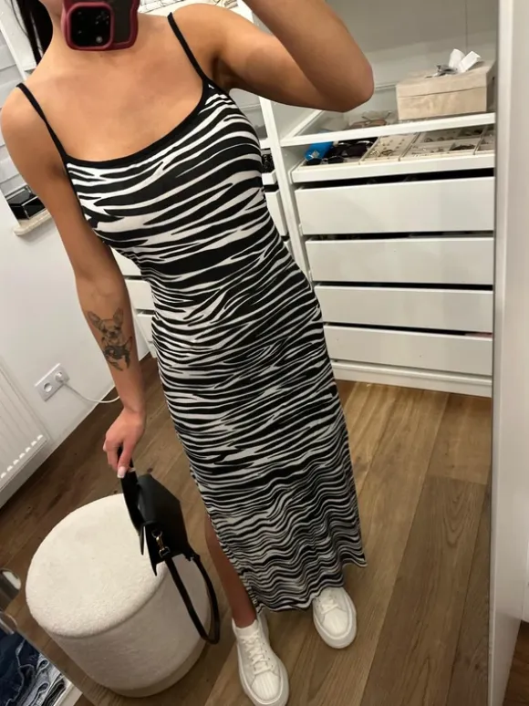 Sukienka basicowa casualowa maxi długa we wzory print zebra classy girl 40/L