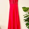 Suknia maxi Pretty Women 36 żywy róż koronka elegancka wesele