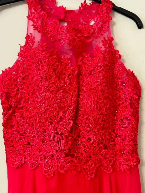 Suknia maxi Pretty Women 36 żywy róż koronka elegancka wesele