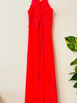 Suknia maxi Pretty Women 36 żywy róż koronka elegancka wesele