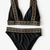 Svart bikini med gulddetaljer / grekiskt mönster