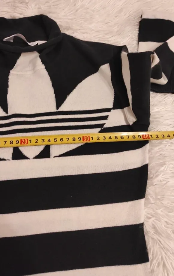 Sweter Adidas Originals Półgolf Vintage Logo Trefoil Paski Bawełna Retro Klasyk Unikat Rozmiar S M