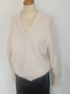 Sweterek handmade rękodzieło oversize merino moher, jedwab r. S/M