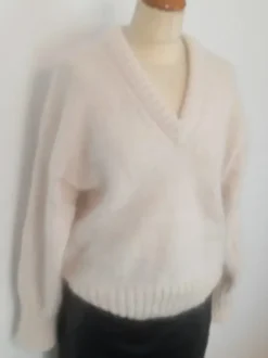 Sweterek handmade rękodzieło oversize merino moher, jedwab r. S/M