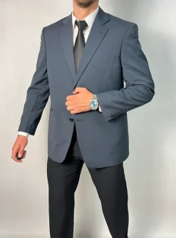 Szarogranatowa marynarka męska elegancka klasyczna Blazer rozmiar 52S 44% wełna wool