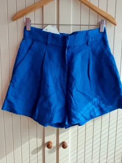 Szorty lniane H&M 38 kobaltowe nowe z metką len wiskoza