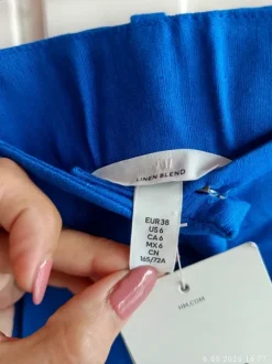 Szorty lniane H&M 38 kobaltowe nowe z metką len wiskoza