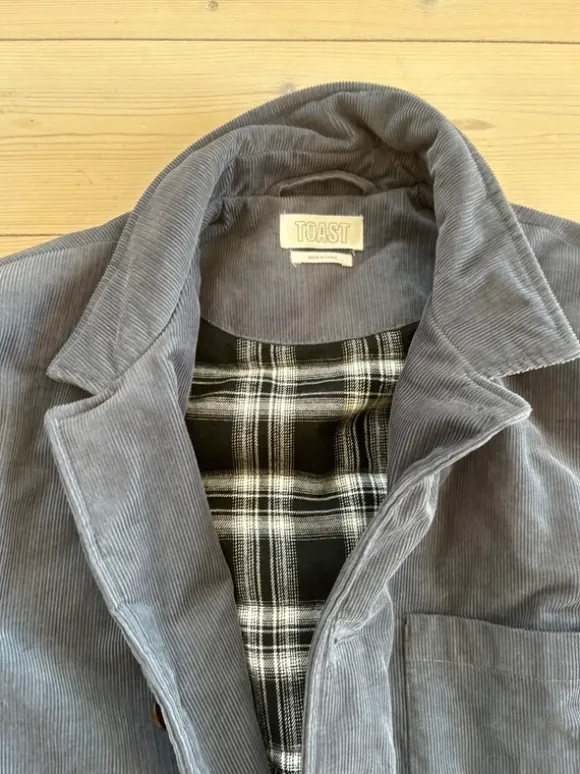 Toast padded organic cord jacket storm blue