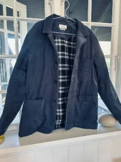 Toast padded organic cord jacket storm blue