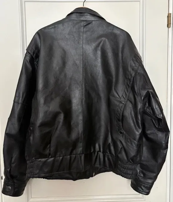 Vintage bikerjacka i kraftigt skinn