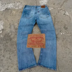 Vintage Flare fit Levi's Jeans, Avant Garde Washed Bootcut Damskie Spodnie, Rozkloszowane Fade Levis