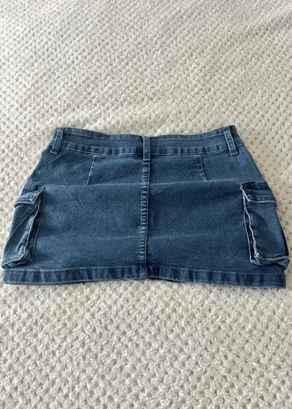 vintage low rise mini skirt y2k 00s dark blue denim swag spódniczka mini krótka z niskim stanem