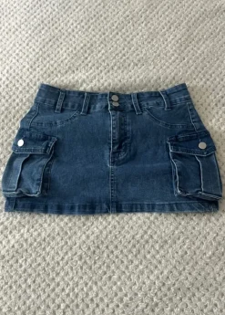 vintage low rise mini skirt y2k 00s dark blue denim swag spódniczka mini krótka z niskim stanem