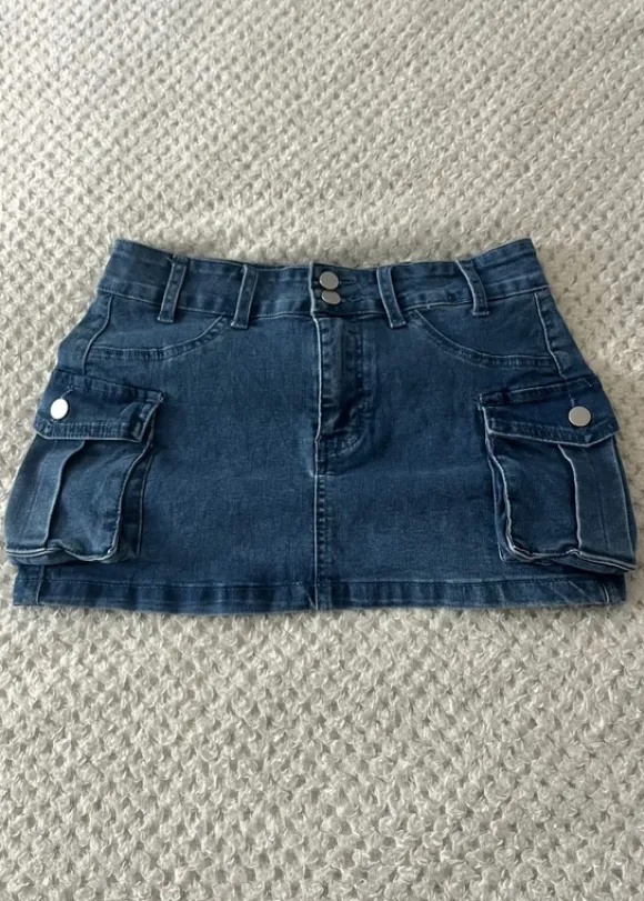vintage low rise mini skirt y2k 00s dark blue denim swag spódniczka mini krótka z niskim stanem