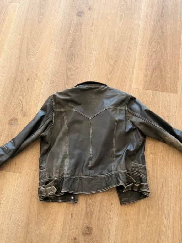 Vintage mørkebrun læderjakke