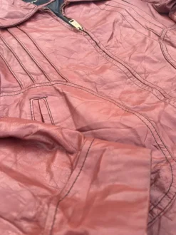 Vintage oversized cognac leather jacket / distressed 90s fit