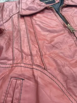 Vintage oversized cognac leather jacket / distressed 90s fit
