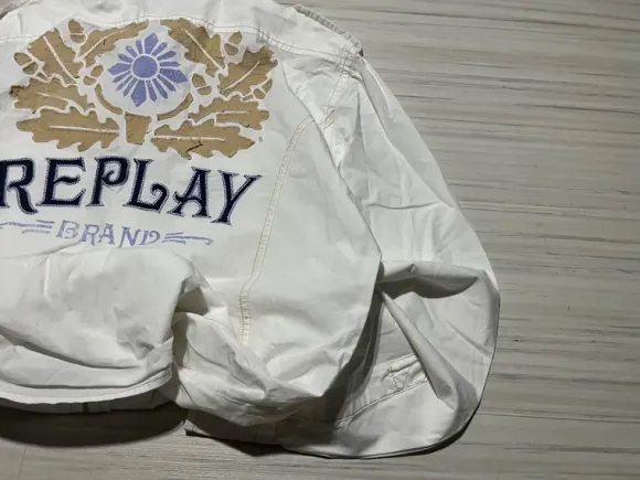 Vintage przepiękna koszula big grafika replay złote dodatki y2k 90s 00s