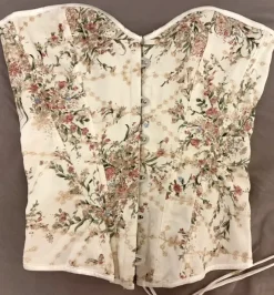 vintage white corset-flower&gold details