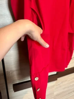 Włoska ekstra długa czerwona bluza tunika z kieszeniami Italy moda oversize 54 56 bawełna 95%