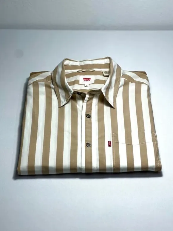 1513X koszula w paski Levi’s w stylu old money, beżowe paski, krój slim fit