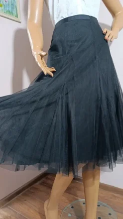 🔥Zjawiskowa czarna spódnica tiulowa .by insomnia midi warstwowa mesh elegancka must have L 🖤