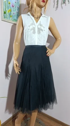 🔥Zjawiskowa czarna spódnica tiulowa .by insomnia midi warstwowa mesh elegancka must have L 🖤