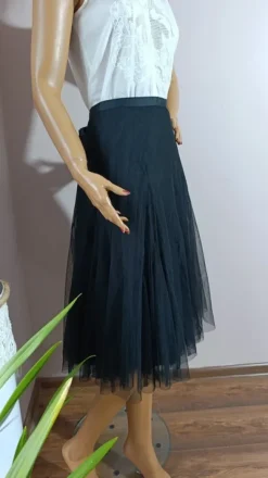 🔥Zjawiskowa czarna spódnica tiulowa .by insomnia midi warstwowa mesh elegancka must have L 🖤